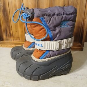 Sorel Toddler Winter Boots 8c - Orange, Blue, and Gray